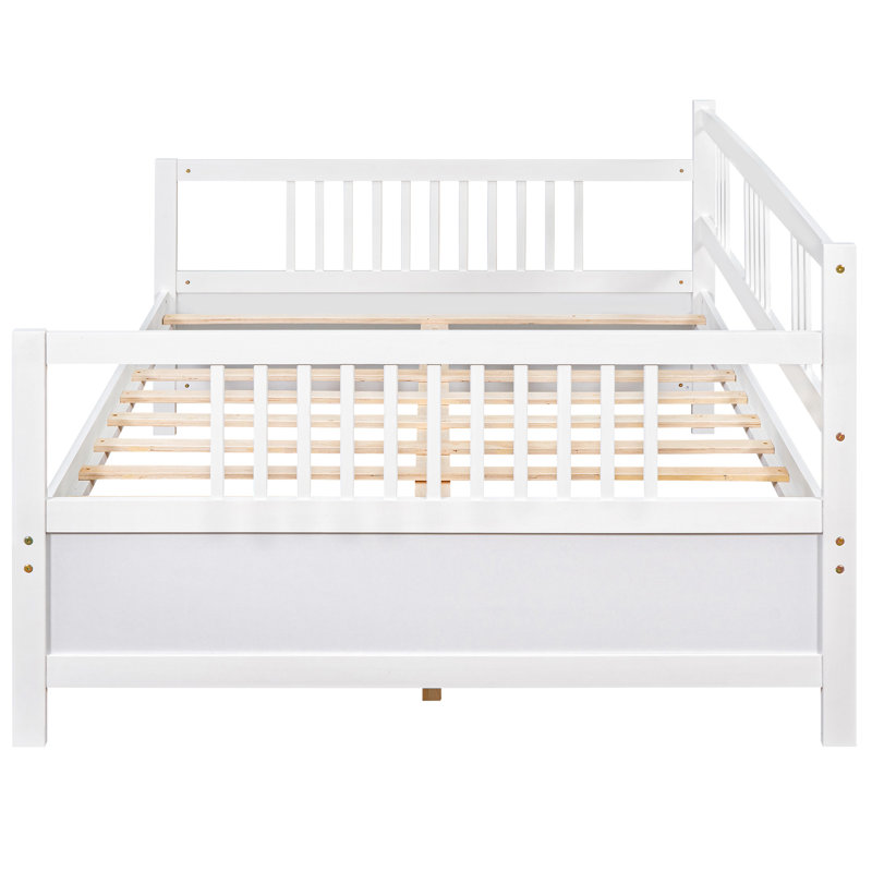Lit de jour pleine grandeur Energetic avec pieds de soutien, teinte blanche, multifonctionnel pour la chambre à coucher et le salon, rangement supplémentaire disponible en blanc, cadre fiable