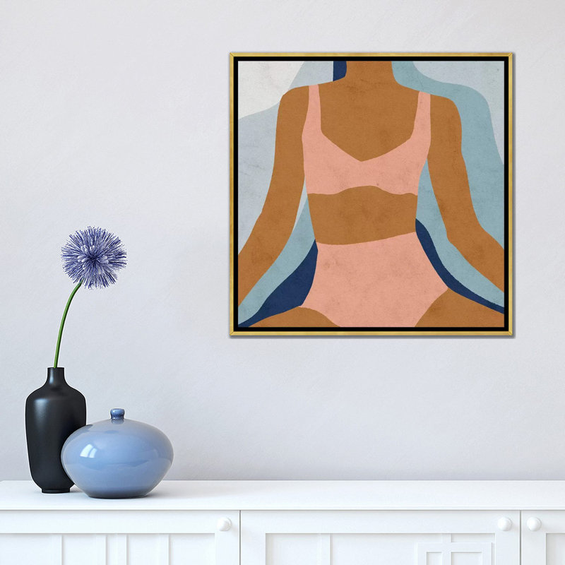 Imprimé, H 18 po x l 18 po x 1,5 po, Pas de tapis, Toile encadrée d'or