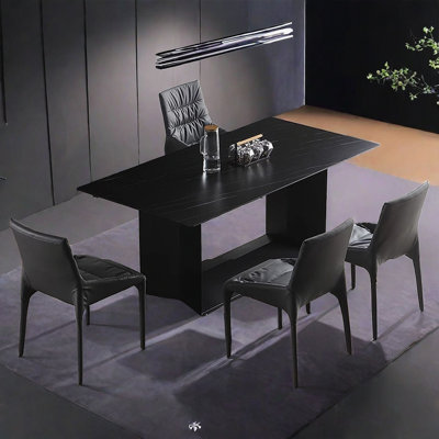 Italian-style minimalist black rock table
