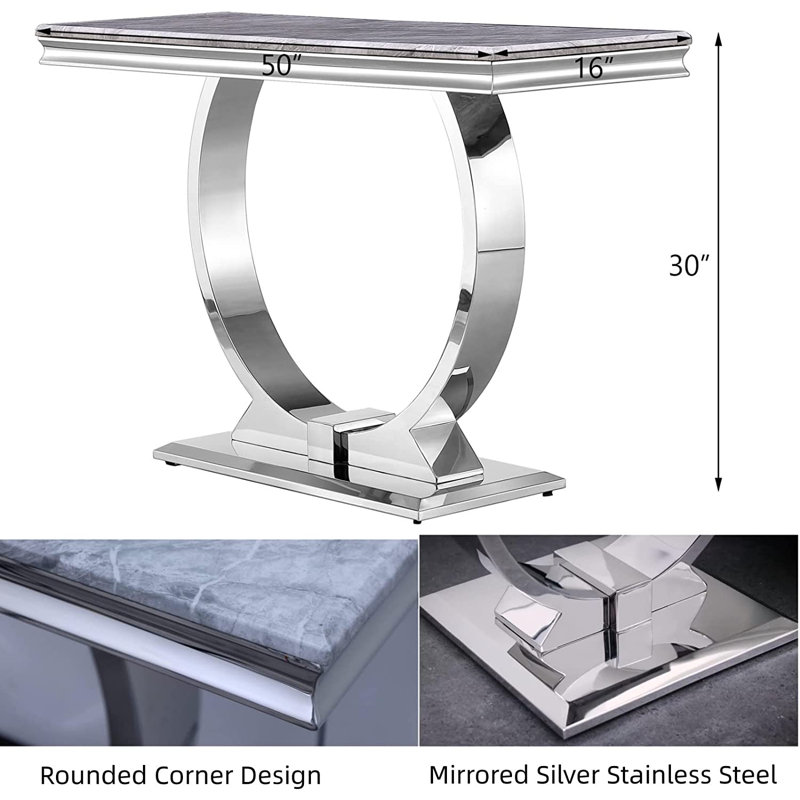 Dayra Console Table, Grey/Silver