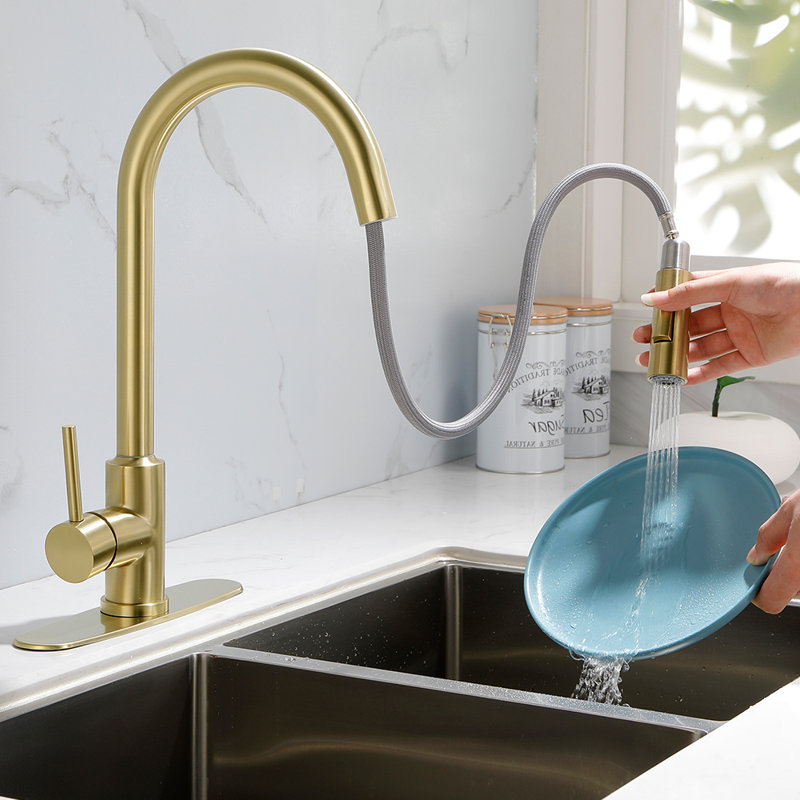 FB Pull Down Kitchen Faucet, Brushed  Gold