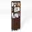 69.7’’H X 17.7’’ W Rattan And Wood Fan-Shaped Storage Bookcase With Doors, 3-Tier Corner Shelf With Cabinet-2024714960