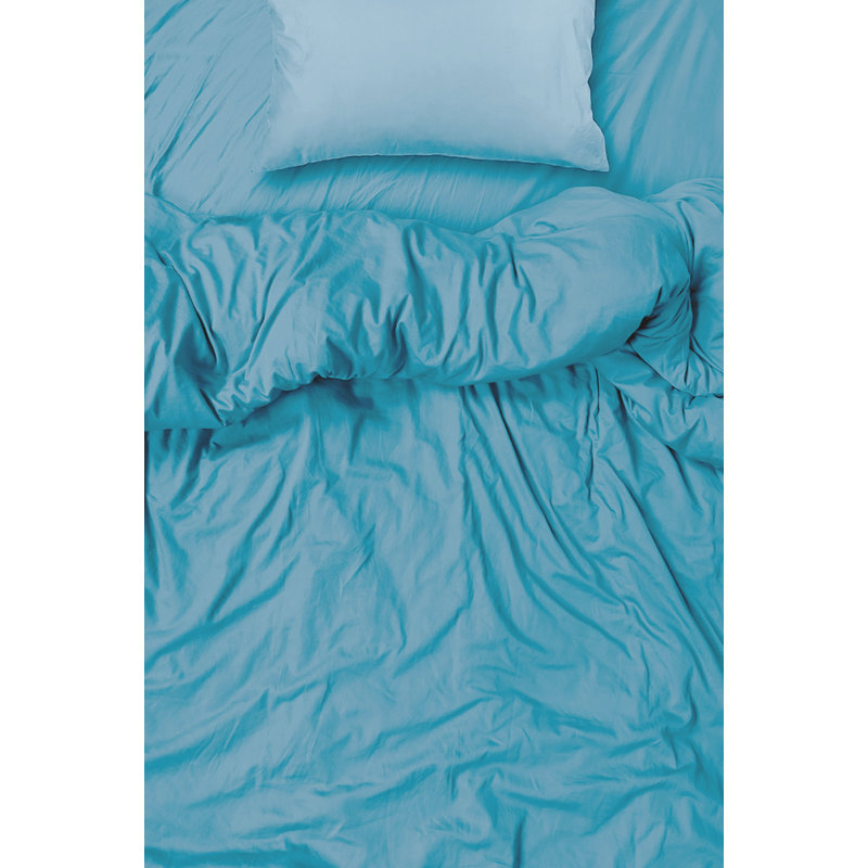  Ensemble de draps en rayonne de bambou Hotel Quality, Simple + 2 taies d'oreiller, Bleu clair