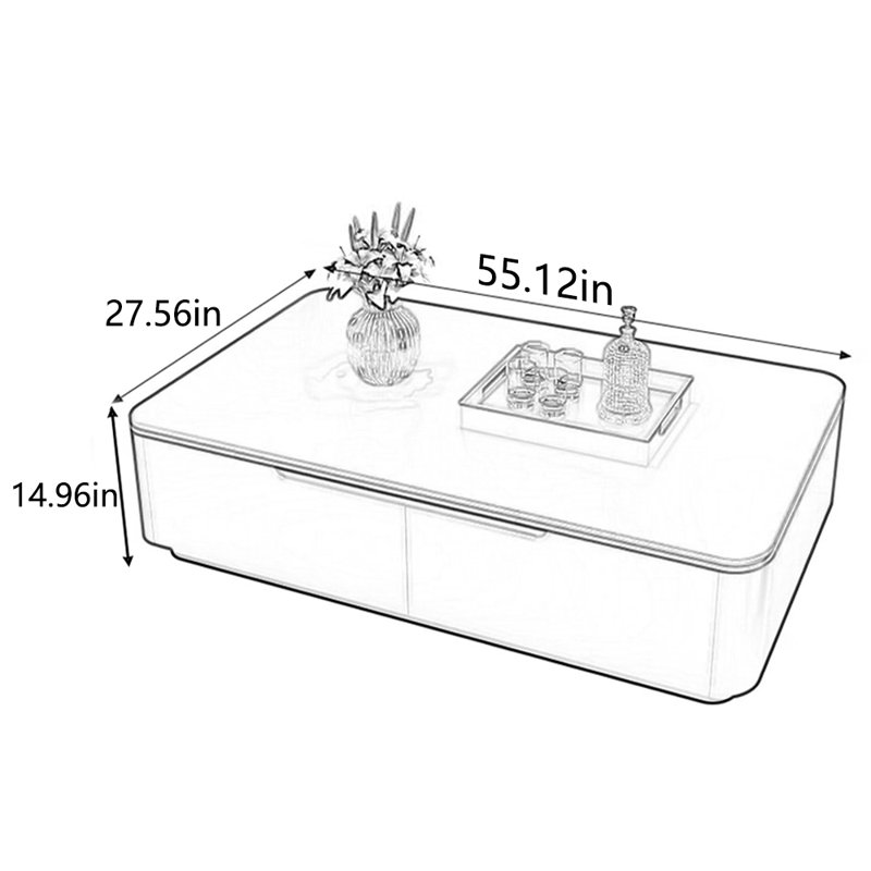 Table basse rectangulaire Black Rock Plate, H 14,96 po x L 55,12 po x l 27,56 po