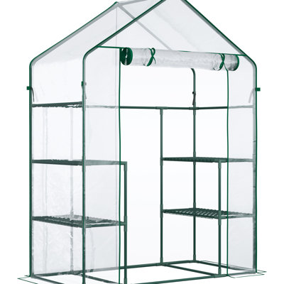 Serre de 5 pi x 2,5 pi 6,5 pi, portative, 3 tablettes à 3 niveaux, couvercle en plastique transparent, trousse de rangement pour jardin, 6,5 pi, maximise le potentiel et les possibilités