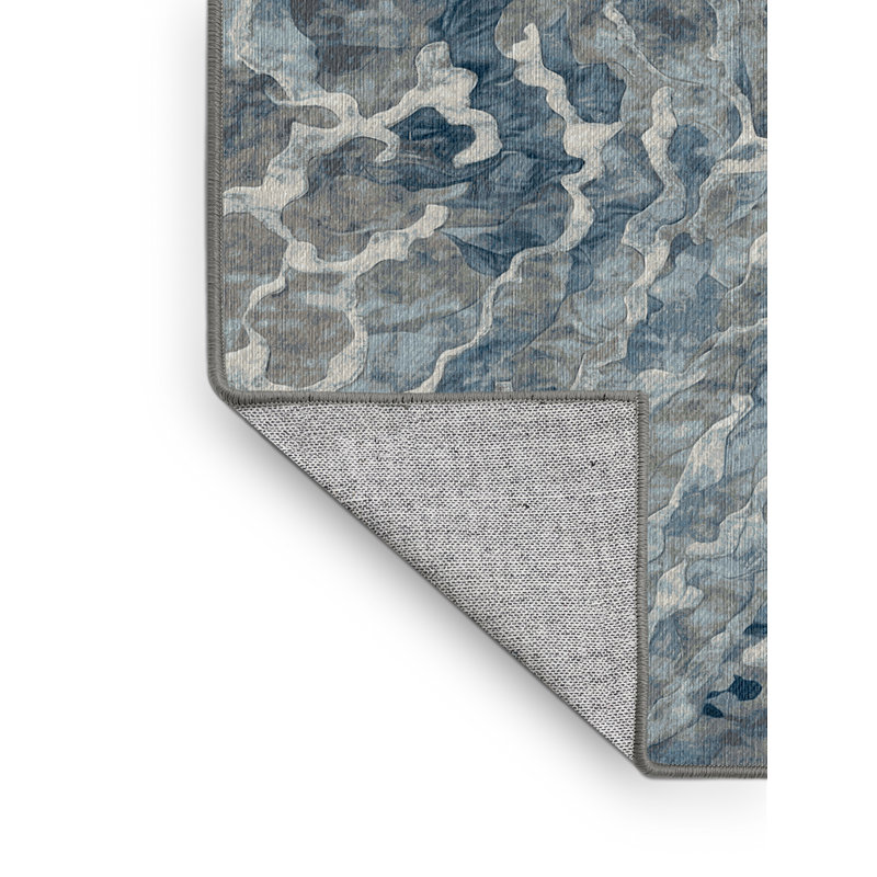 Tapis gris lavable à la machine, Rond 5 pi