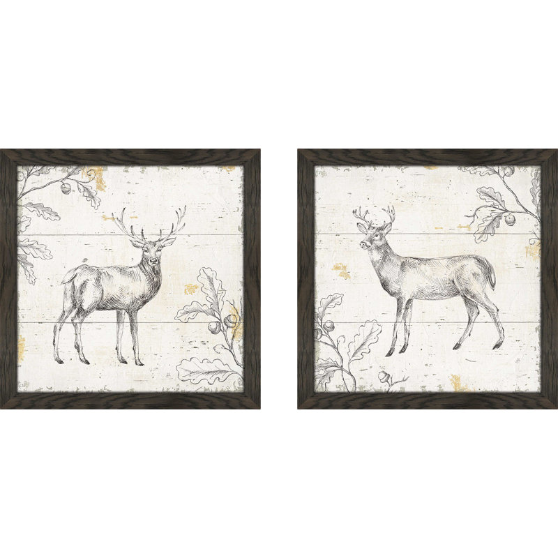 «Wild and Beautiful V», ensemble de 2 reproductions de dessins encadrés, H 16,5 po x l 33 po, Pas de tapis