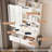 White Dressing Table With 3 - Level Dimmable Led Lights, 2 Drawers, Built In Power Outlet, Hair Dryer Stand, And Upholstered Stool, Ideal For Small Bedrooms Space Saving