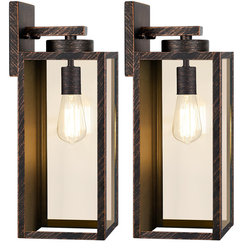 Ensemble de 2 luminaires muraux d'extérieur de grande taille (ampoules non incluses), Brun délavé