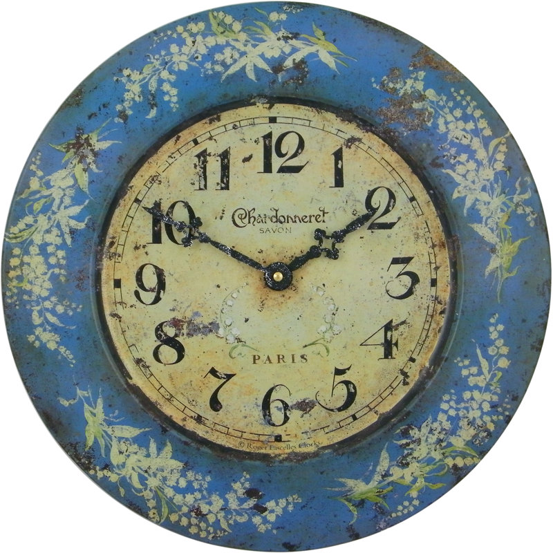 Tin Wall Clock, Lily of the Valley Design - 36cm