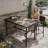 Metal Rectangular Outdoor Bar Table with Diamond-Patterned Tabletop