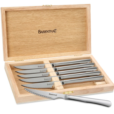 Barenthal Steak Knives Set Of 6, Stainless Steel Serrated Knives With Box, 4.8 Inch Sharp For Bbq & Dinner Par In Silver