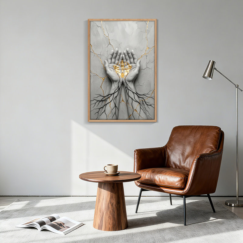 Ensemble de 1 tableau sur toile « Mains dorées », 48"H x 32"W, Natural