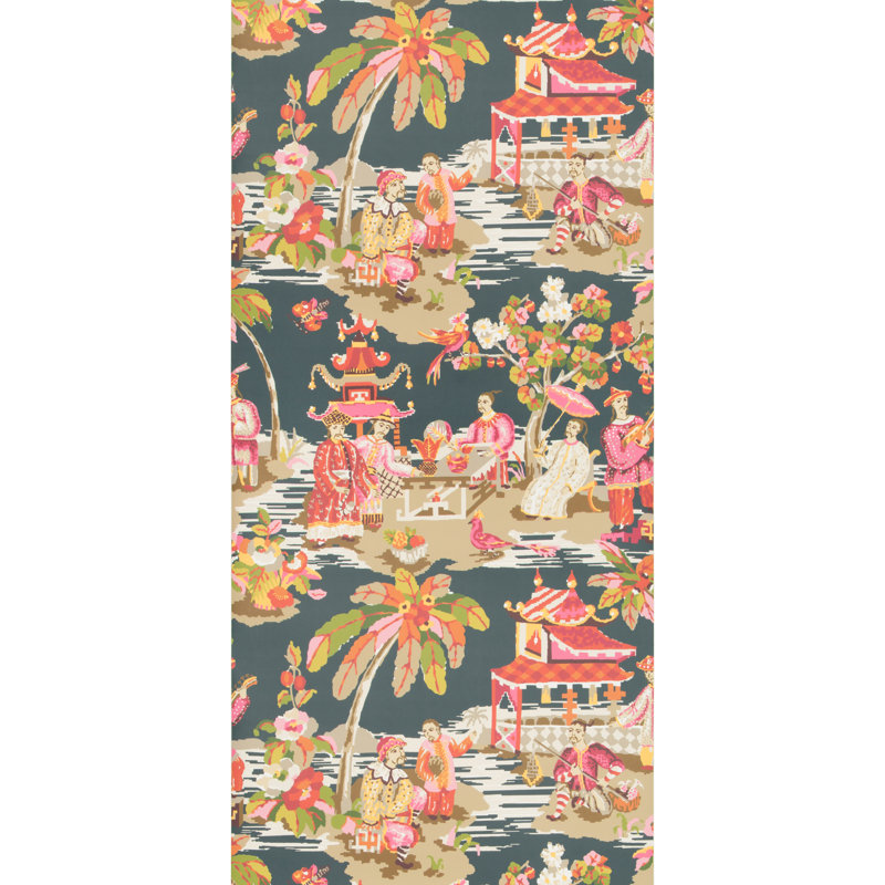 Xian 33' L x 27.5" W Wallpaper Panel, Gray/Pink