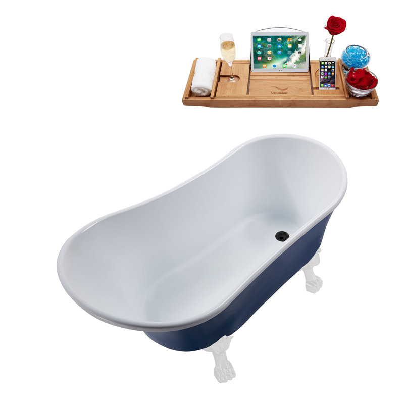 55.1'' x 26.8'' Soaking Acrylic Bathtub, Matte Black, Glossy White