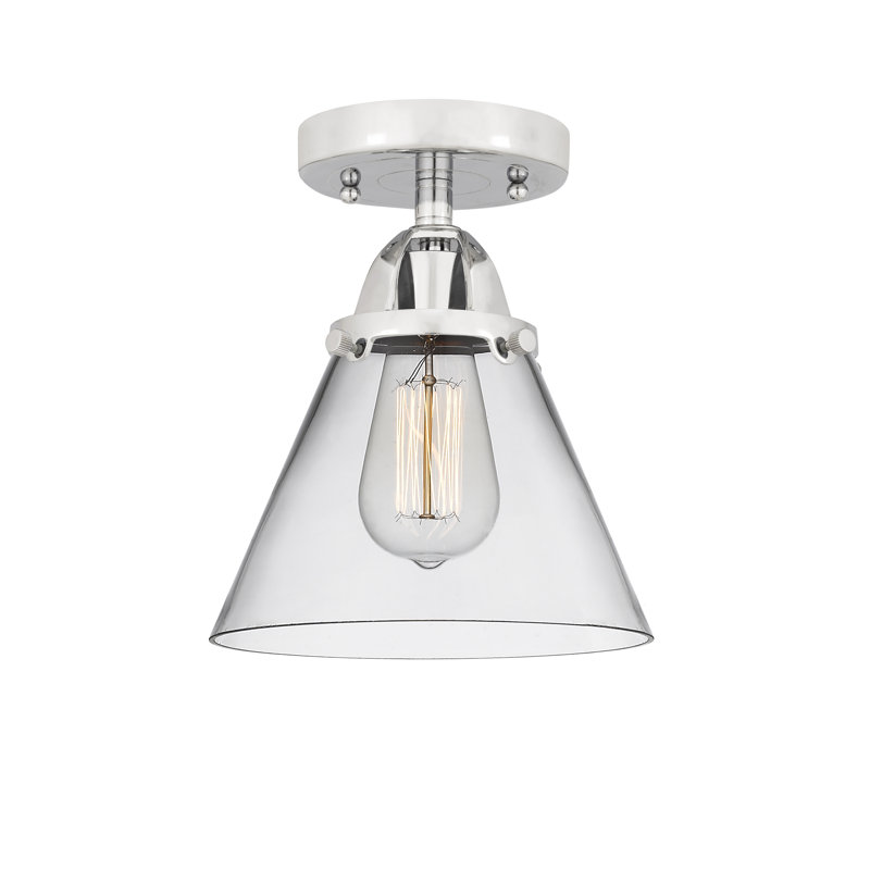Plafonnier semi-encastré en verre à DEL, H 9,5 po x l 7,75 po x P 7,75 po, Transparent, Chrome poli