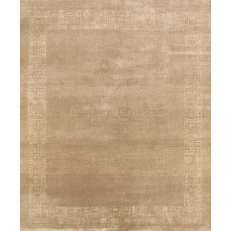 Tapis beige oriental en coton / laine noué à la main 8 pi x 9 pi 7 po Oriental