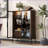 Cabinets with LED Lighting, 2 Drawers &amp; 4 Adjustable Shelves, 51.2'' Dark Walnut Contemporary Display | Hallways | MDF,Tempered Glass-1775468729