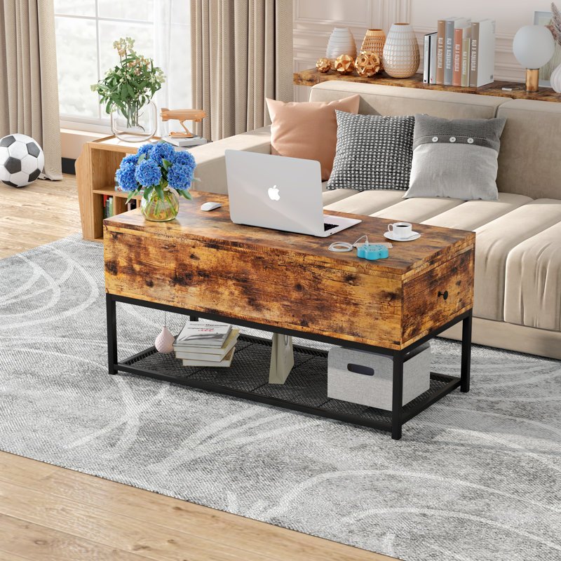 Table basse à plateau relevable avec rangement