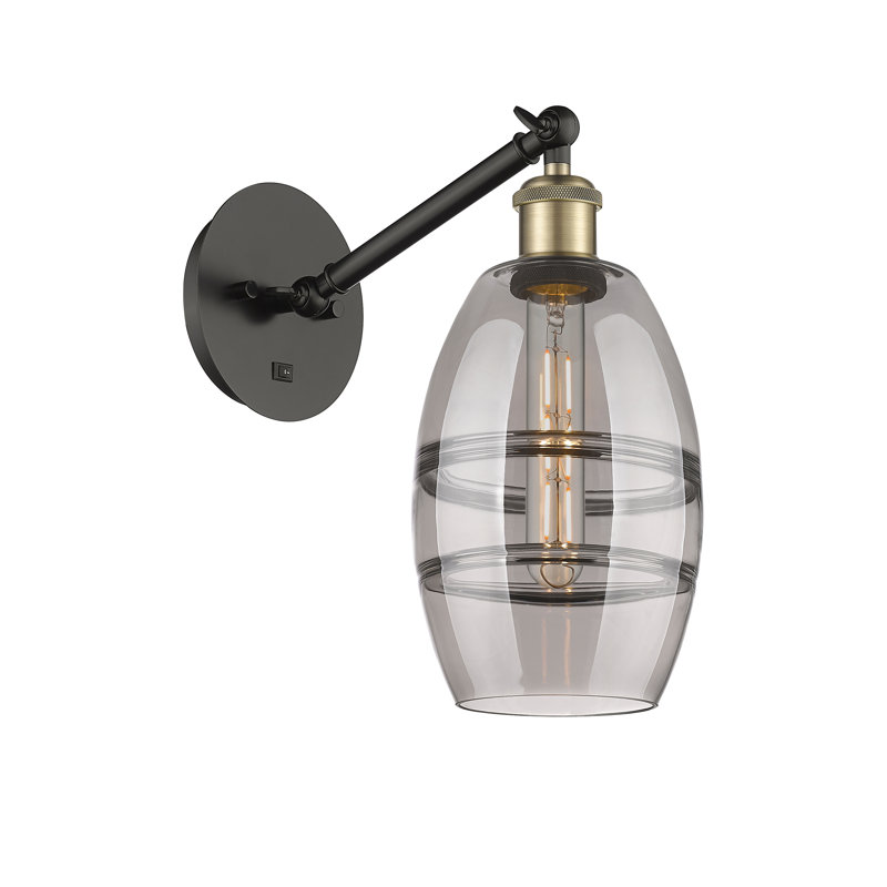 Dundrod Steel Armed Sconce, Light Smoke, Black Antique Brass