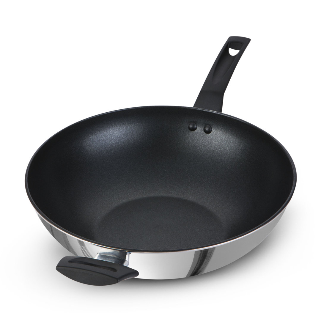 Prestige 9X Tougher Ultra Durable Stainless Steel Non-Stick induction and Dishwasher Safe Stir Fry Pan, 29cm