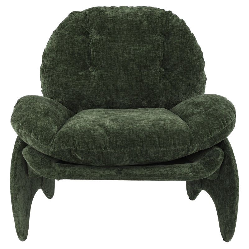 33.75'' W Modern Crab Style Chenille Fabric Upholstered Accent Chair With Metal Frame, Green Chenille