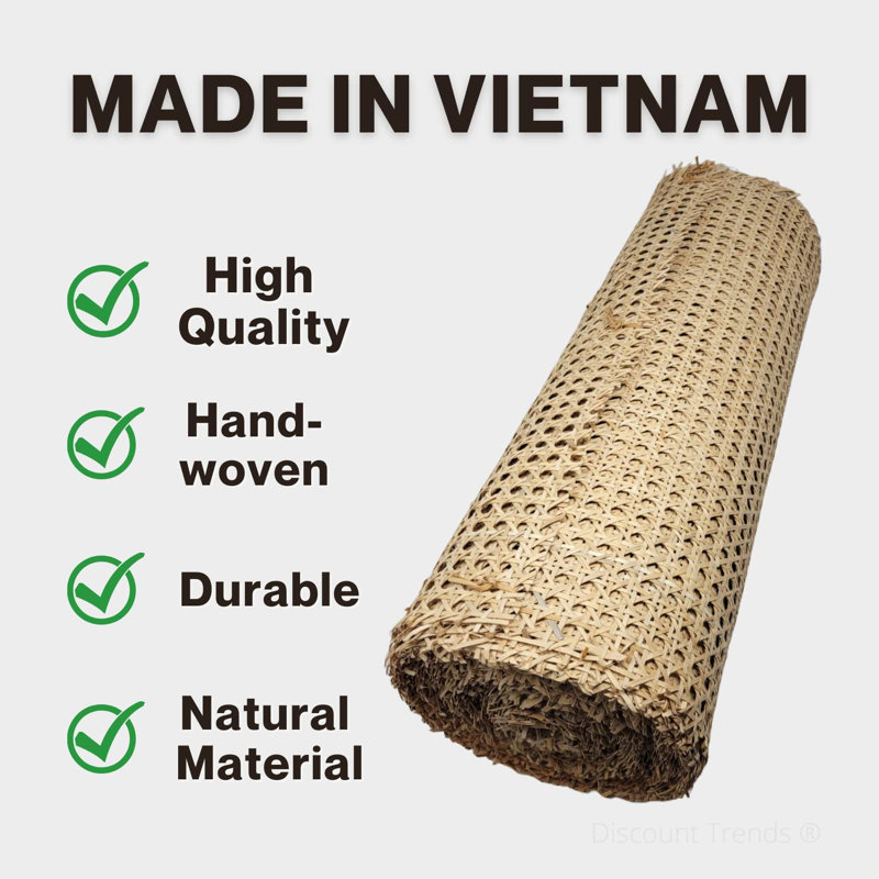 Natural Rattan Hexagon Weave Cane Webbing Roll 18" x 24"