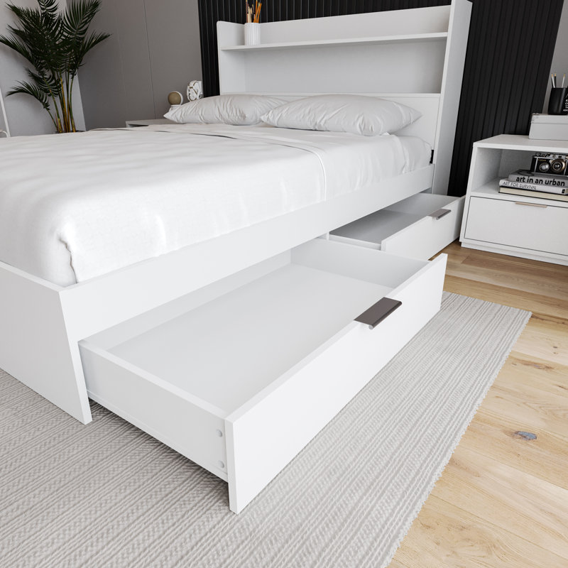 Platform Storage Bed, White, Full