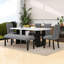 Ensemble de table de salle à manger 6 pièces avec table en faux marbre, 4 chaises rembourrées et banc-1190078795-1190078794