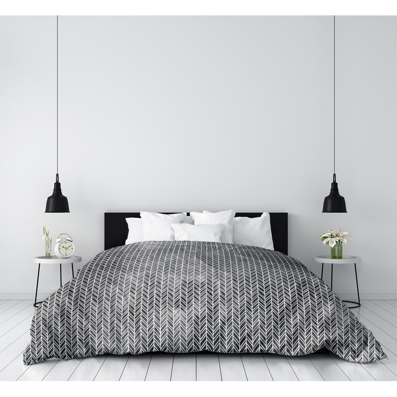 Housse de couette Katelyn Elizabeth, Housse de couette pour très grand lit, Noir / blanc