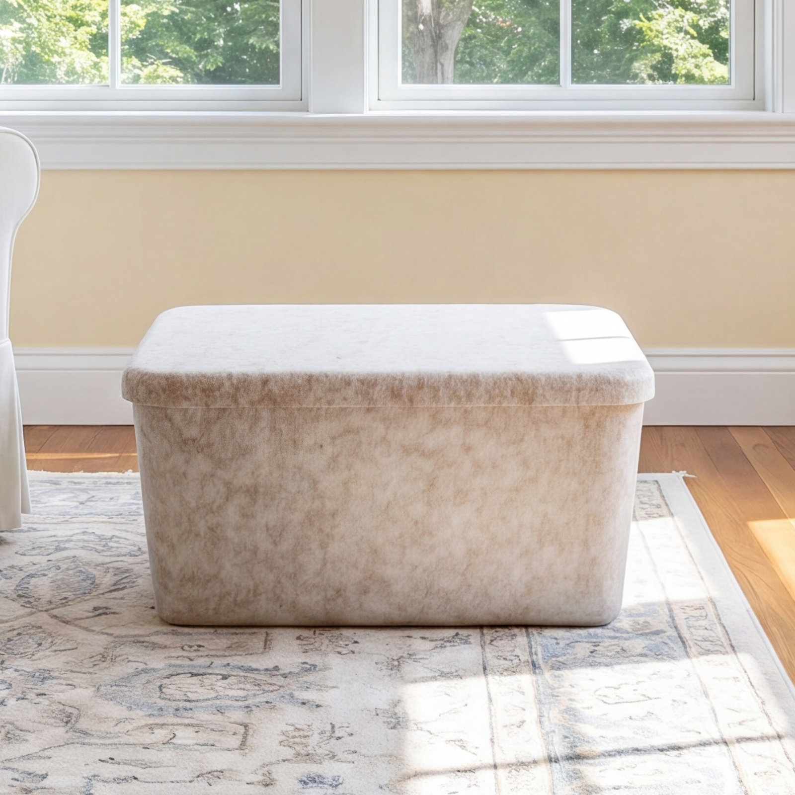 Sculpted Felt Wool Storage Bin, Beige