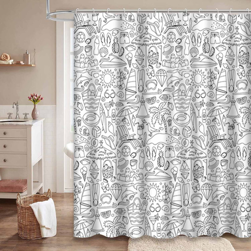 Rideau de douche imperméable à l'eau avec 12 crochets, L 72 po x l 78 po