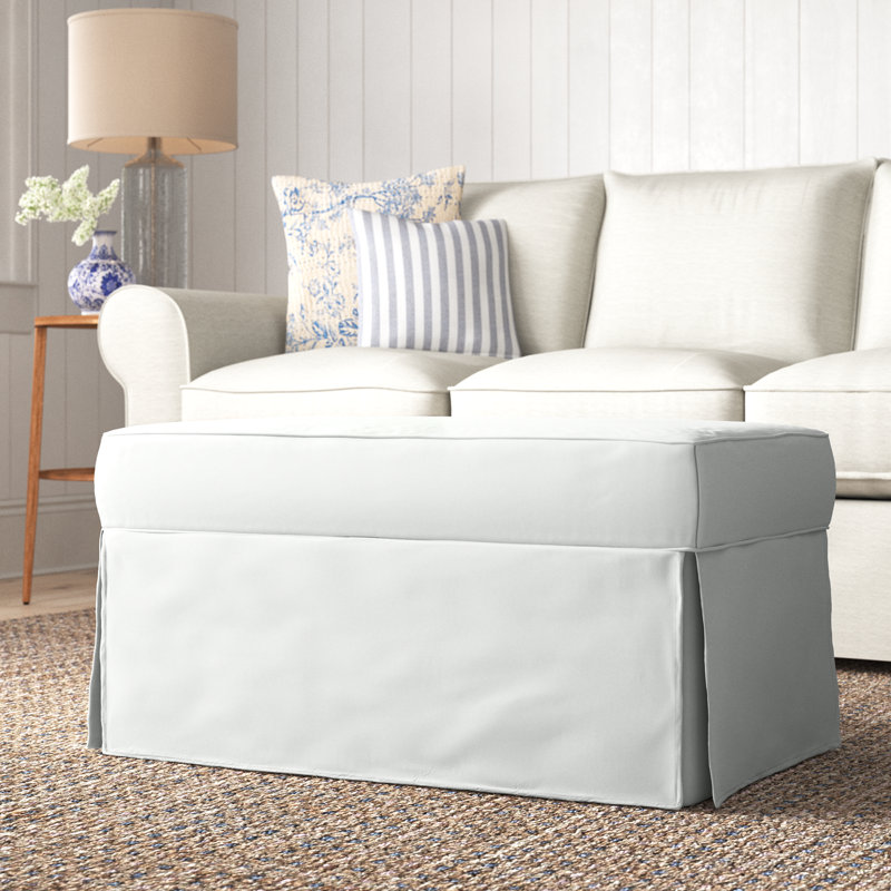 Porter Upholstered Ottoman, Bayou Off White Canvas