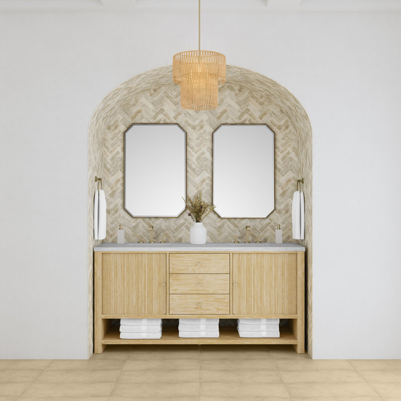 Marigot 72'' W Double Vanity, White Zeus, 8" Widespread