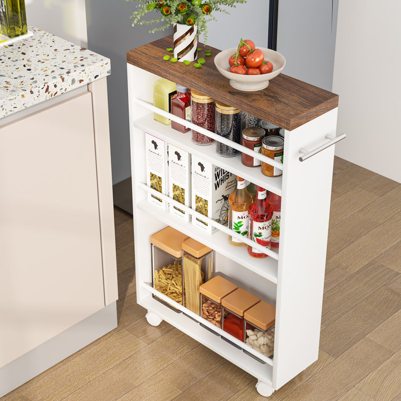Chariot de rangement mince, Blanc