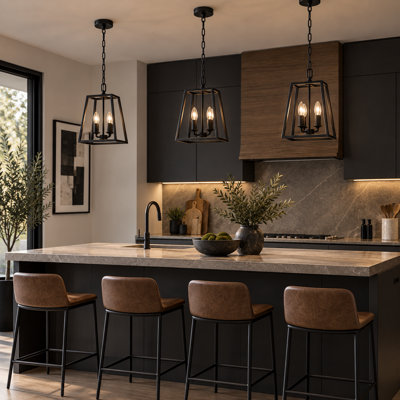 Melin 4 - Light Matte Black Geometric Pendant
