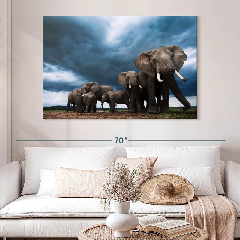 Brampt Grazing Elephants, 8" H x 12" W