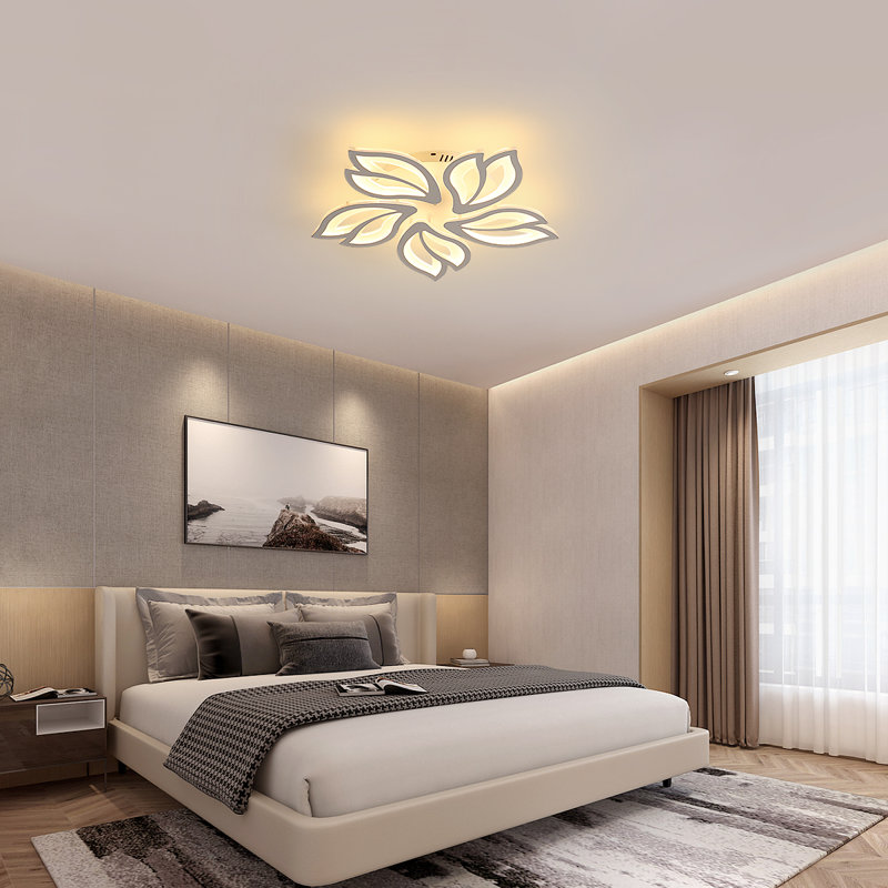 Hyslop Dimmable 5-Light 55cm LED Integrated Semi Flush Mount with Remote Control, White