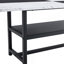 Ensemble de table et de chaises 71 x 35,4 pouces avec table de salle à manger épissée blanche et noire avec fonction de rangement au milieu des pieds de la table.