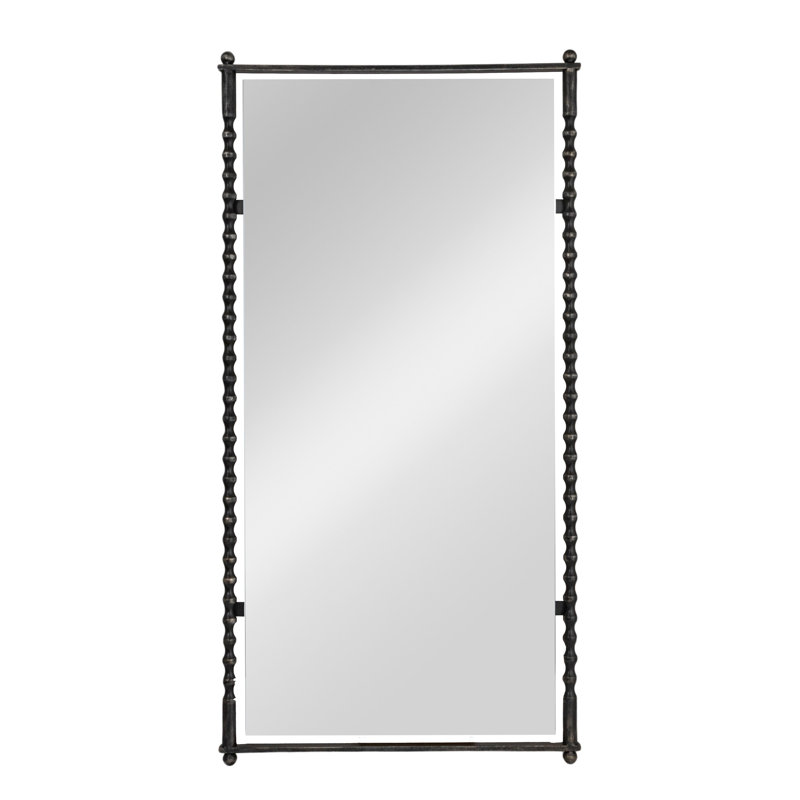 Cast Metal Framed Tall Wall Mirror, Black