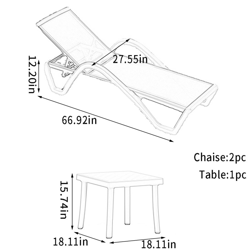 Norha Outdoor Chaise Lounge Set with Table