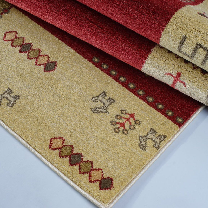 Tapis ikat rouge et crème Alissya, Rectangle 3 pi 9 po x 5 pi 5 po