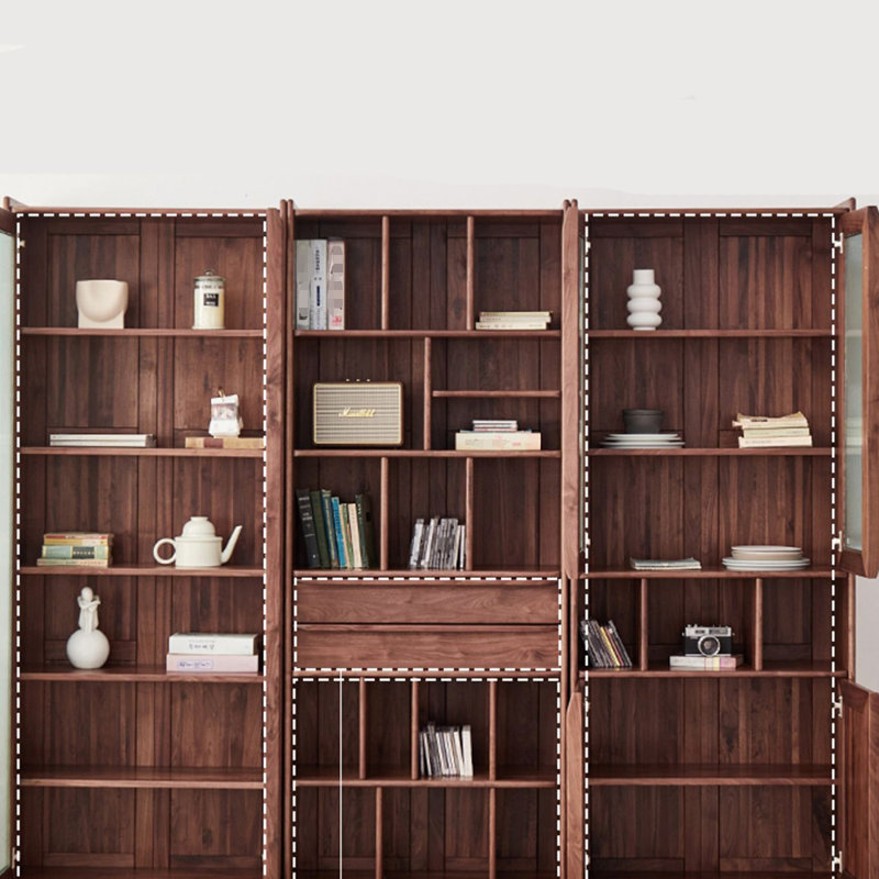 Pure solid wood black walnut bookcase