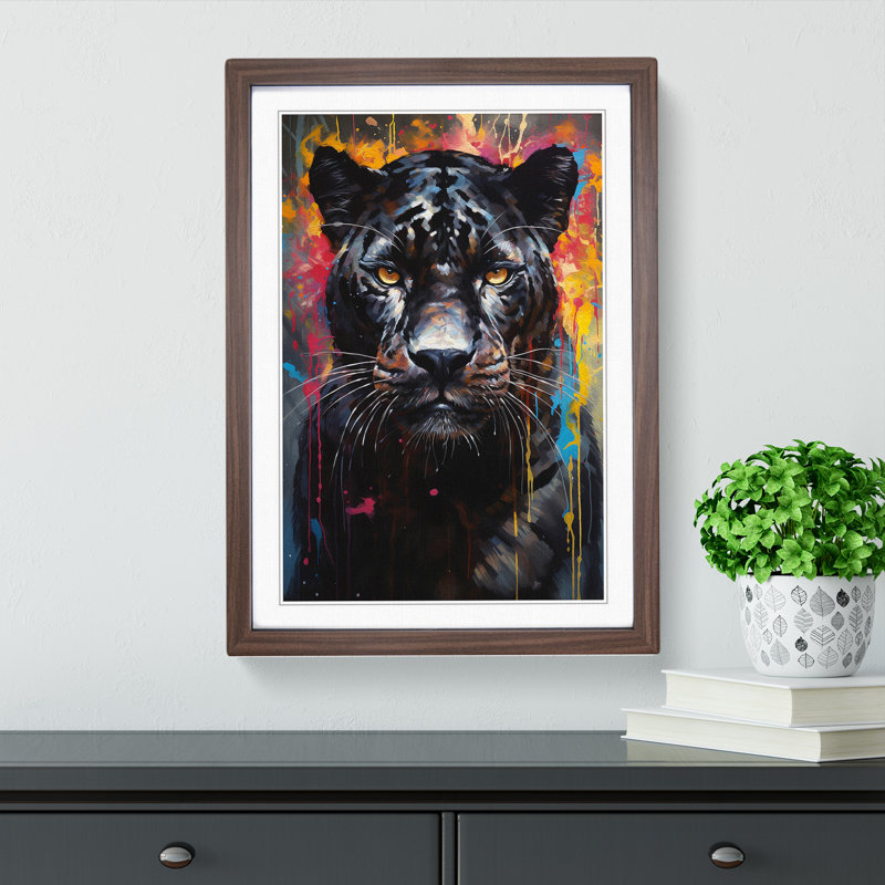 Panther Modern - Single Picture Frame Print on Wood, Walnut, 34" H x 25" W x 2" D