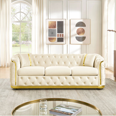 84.6 Inches 3 Seater Chesterfield Sofa