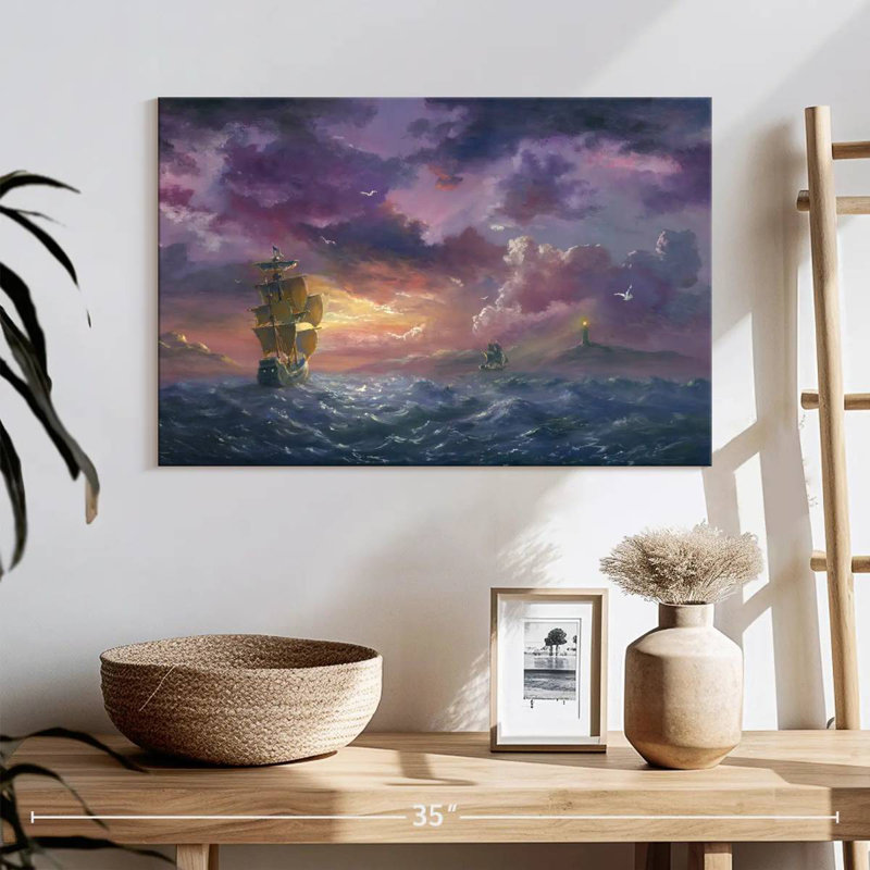 Aletra Lighthouse Guiding Ships, 16" H x 24" W