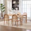 Ensemble de 2 chaises d'appoint avec dossier en rotin, siège en peluche rembourré, pieds en bois massif, beige chaud