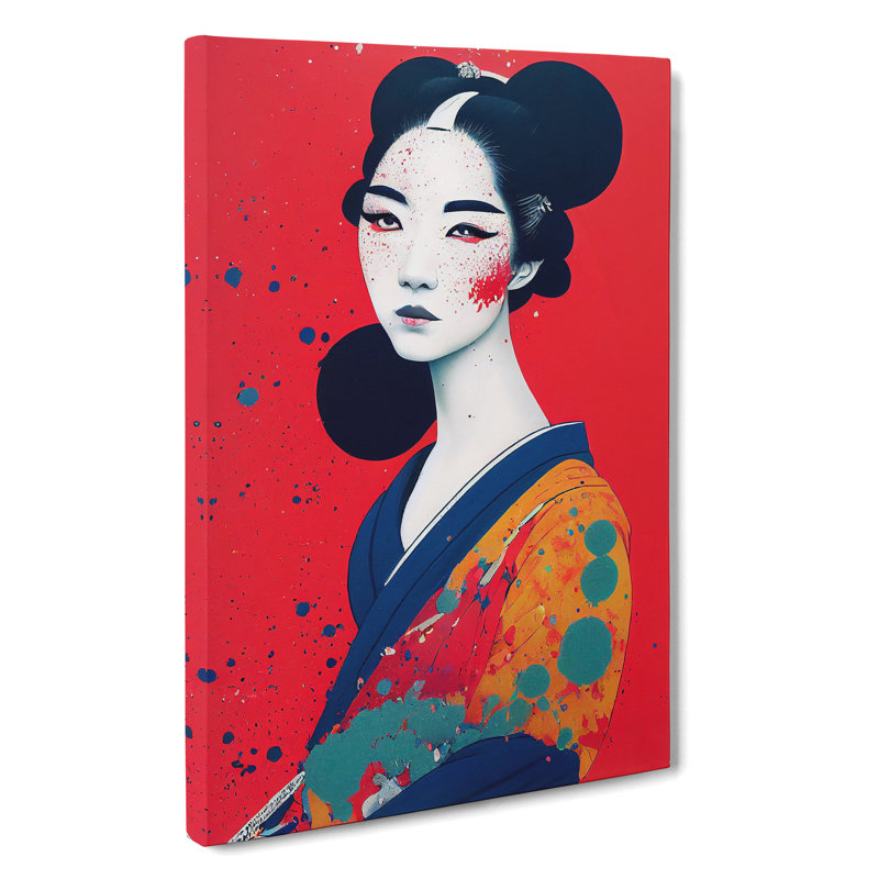 Paint Drip Geisha No.4 - Wrapped Canvas, 50cm H x 35cm W x 3cm D