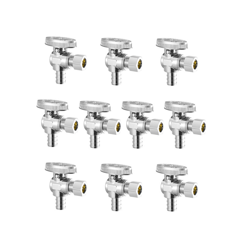 Ensemble de 10 soupapes d'arrêt à angle 1/2 "PEX x 3/8" DO
