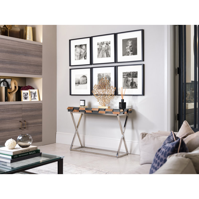 Allport 110cm Glass Top Console Table, Rose Gold/Silver